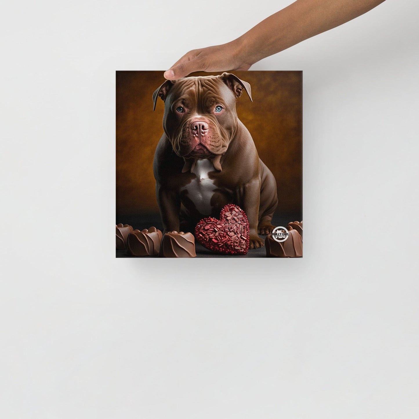 Chocolate Bully Valentine - Canvas Art by BGM - BGM Warehouse - American Bully Magazines and Supplies