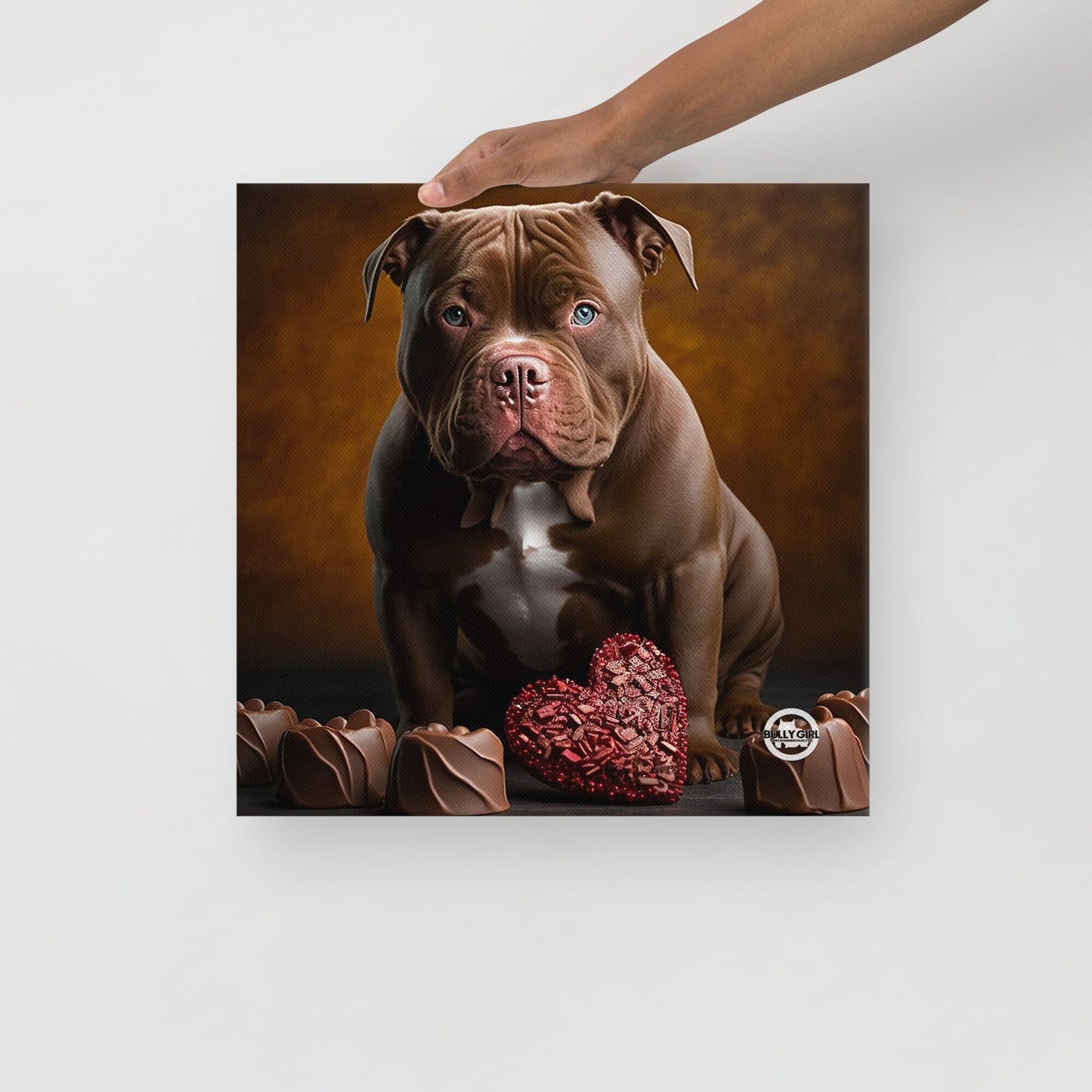 Chocolate Bully Valentine - Canvas Art by BGM - BGM Warehouse - American Bully Magazines and Supplies